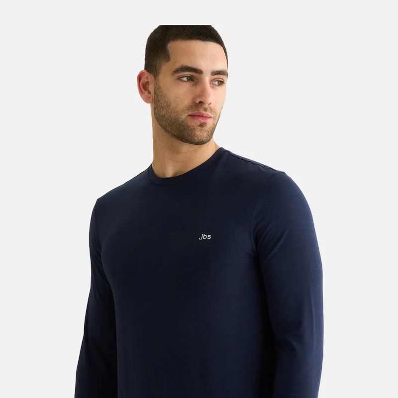 Marineblaues Langarm-T-Shirt aus Bambus für Herren