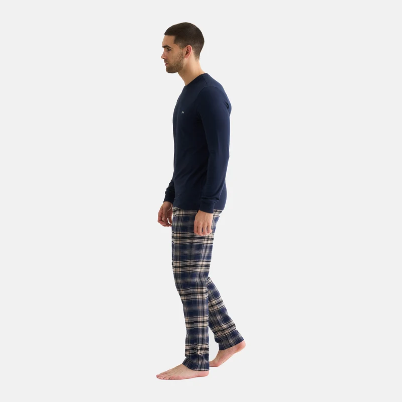 Marineblaues Langarm-T-Shirt aus Bambus für Herren