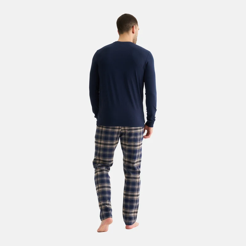 Marineblaues Langarm-T-Shirt aus Bambus für Herren
