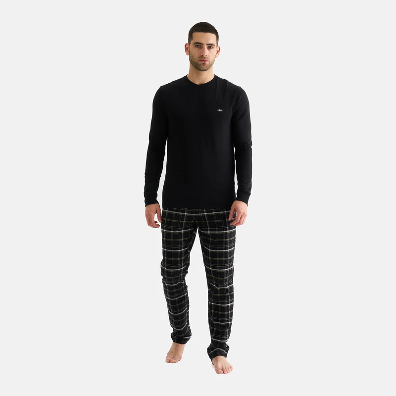 Schwarzes Langarm-T-Shirt aus Bambus für Herren