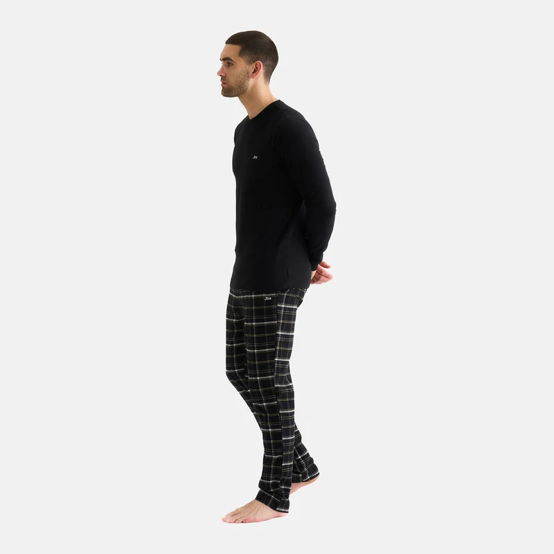 Schwarzes Langarm-T-Shirt aus Bambus für Herren