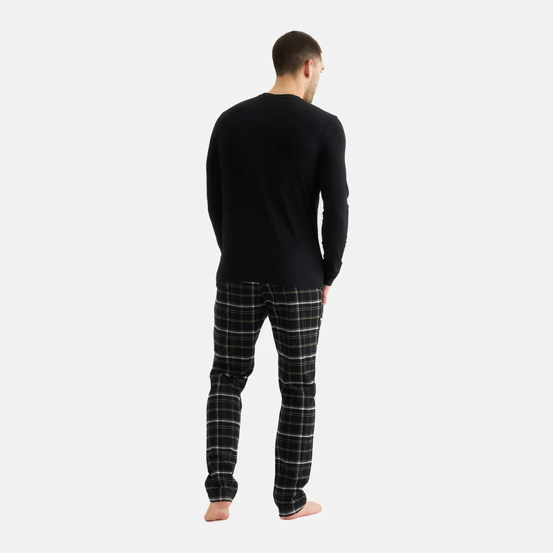Schwarzes Langarm-T-Shirt aus Bambus für Herren