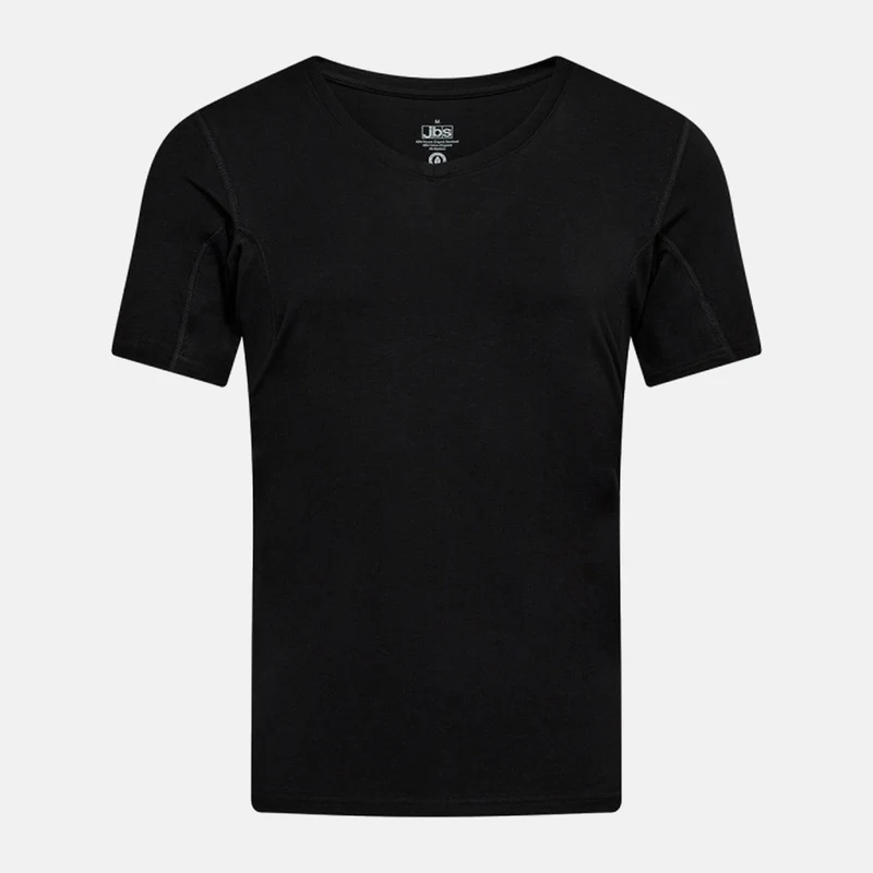 Schwarzes Bambus-Anti-Schweiß-T-Shirt mit V-Ausschnitt