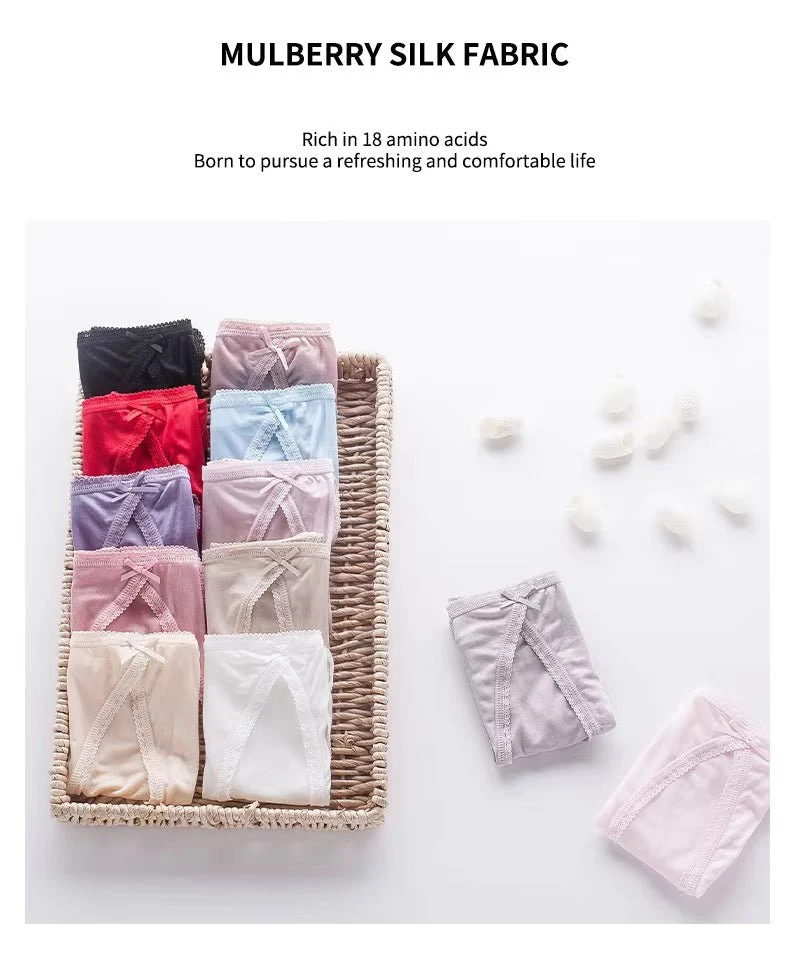 Lila, einfarbiger, sexy und bequemer Seidenslip, nahtloser Seidenpanty