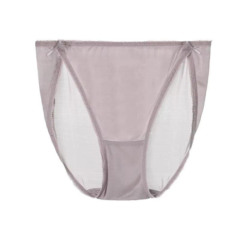 Grauer, einfarbiger, sexy und bequemer Seidenslip, nahtloser Seidenpanty