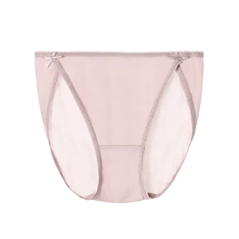 Beige, einfarbig, sexy und bequemer Seidenslip, nahtloser Seidenpanty