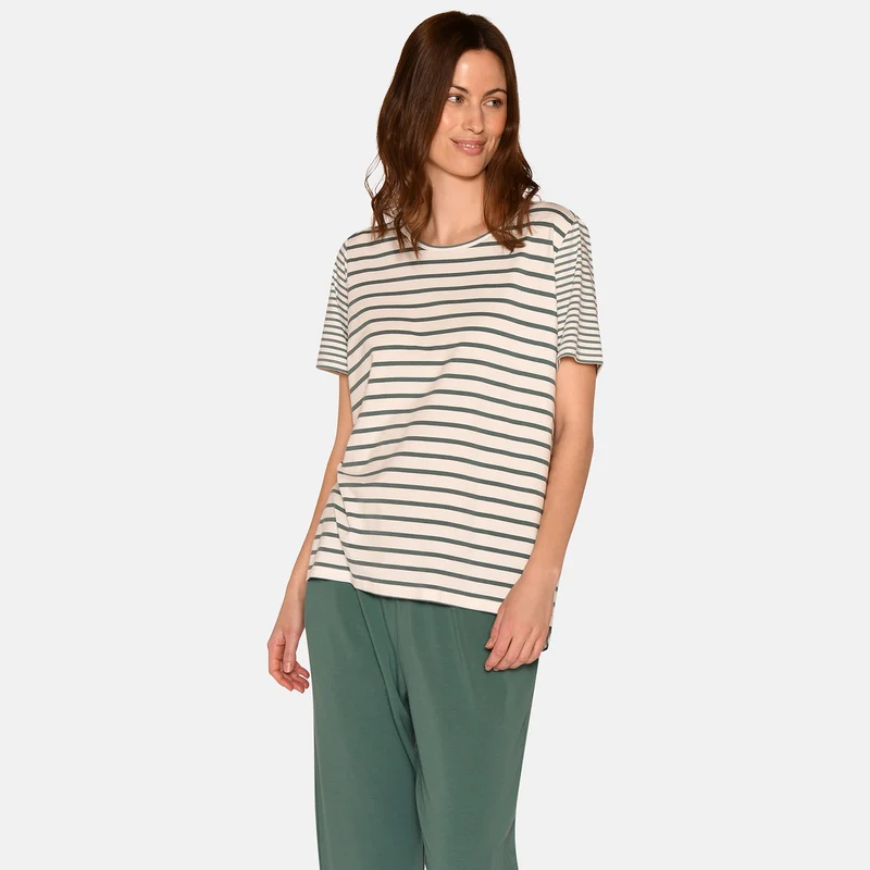 Kurzärmeliges gestreiftes Sagebrush-T-Shirt aus Bambus