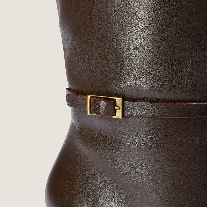 Juni Knee-High Leather Boots - Dark Brown