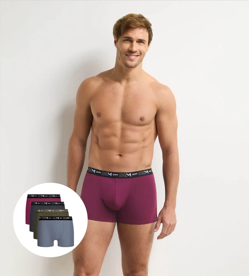 4er-Pack Boxershorts für Herren in Dunkelgrau, Khaki, Rot und Grau aus Stretch-Baumwolle