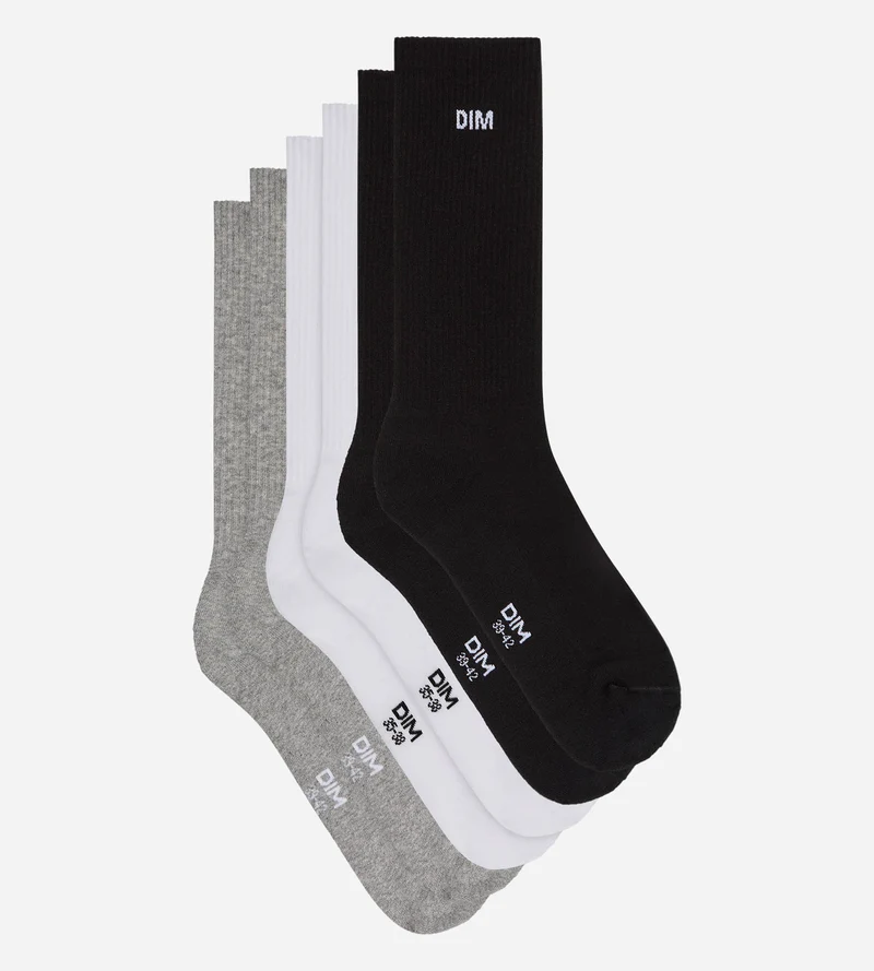 3er-Pack Sportsocken für Herren aus Baumwolle in Schwarz, Weiß und Grau von Original