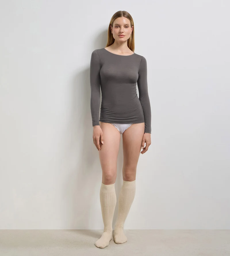 Graues T-Shirt mit Rundhalsausschnitt Thermal Light