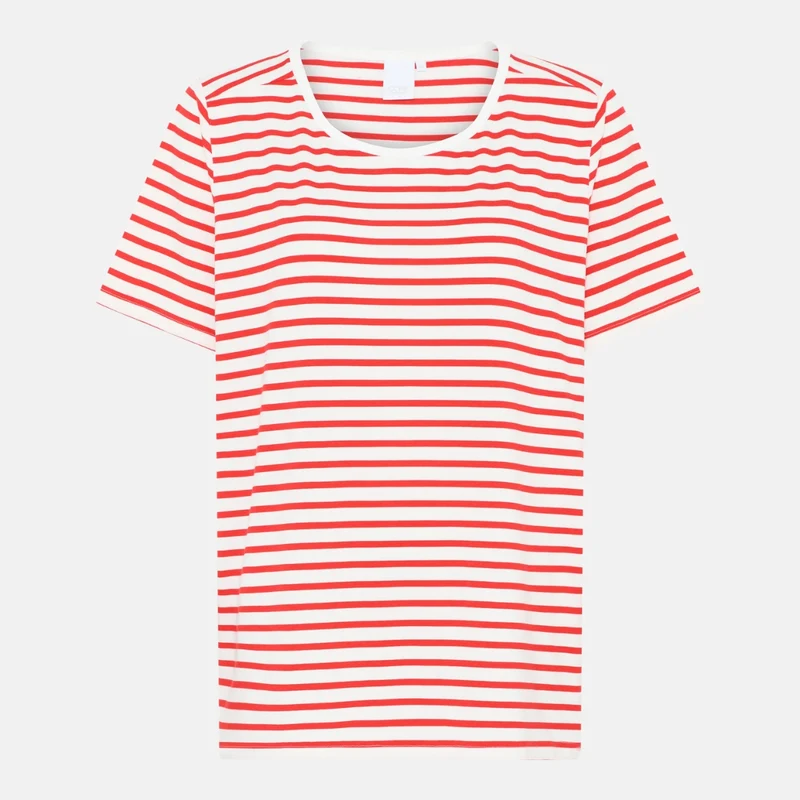Kurzärmeliges rot gestreiftes Bambus-T-Shirt