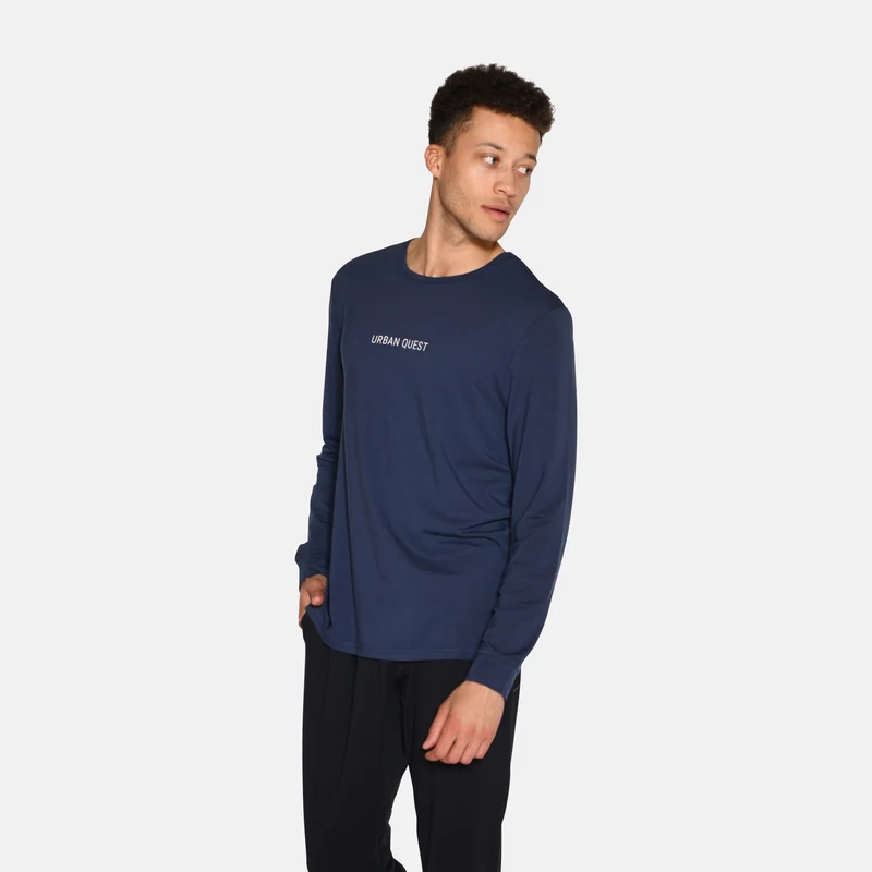 Langärmeliges Bambus-T-Shirt in navy