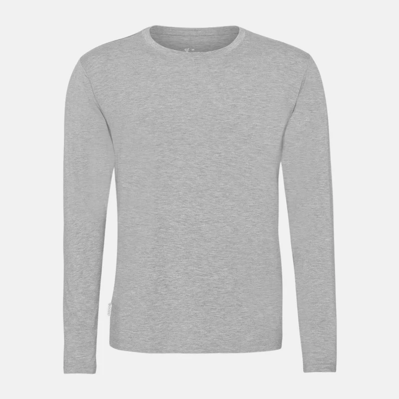 Graues langärmeliges Bambus-T-Shirt