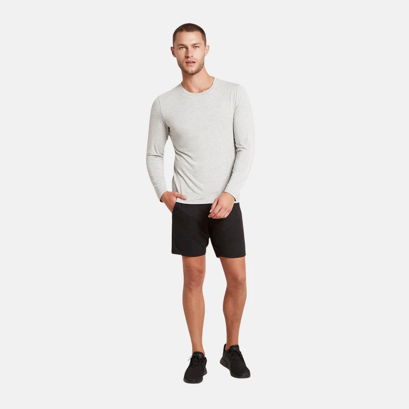 Graues langärmeliges Bambus-T-Shirt