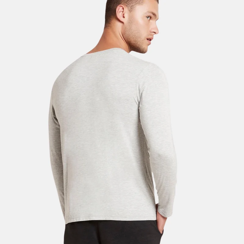 Graues langärmeliges Bambus-T-Shirt