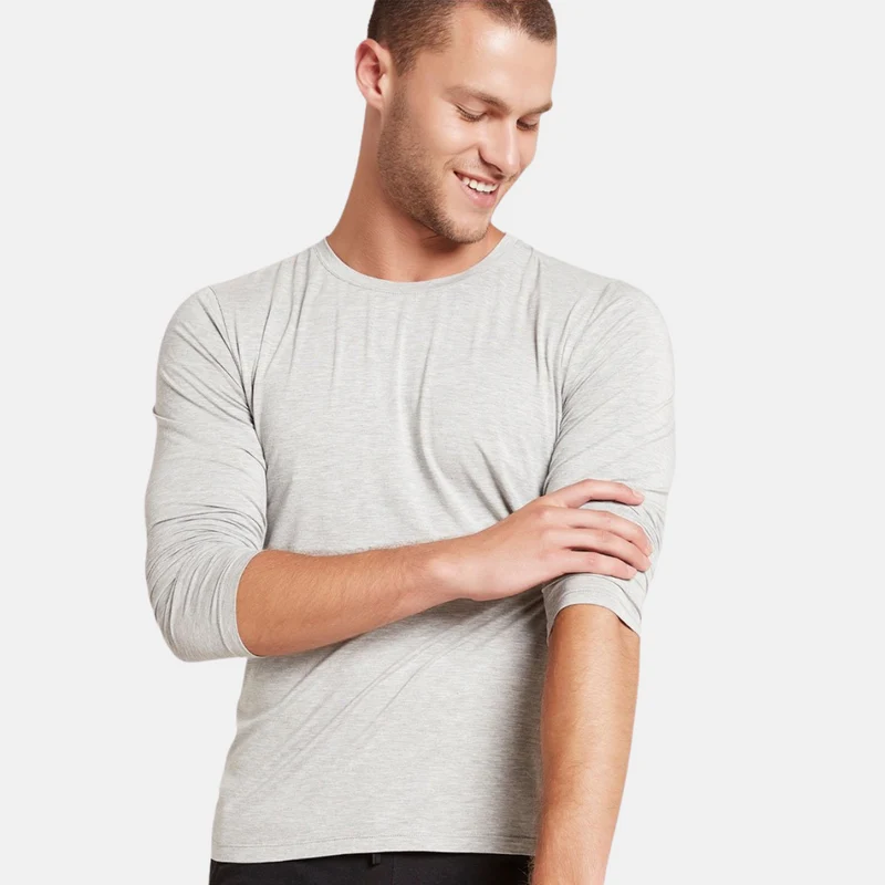 Graues langärmeliges Bambus-T-Shirt