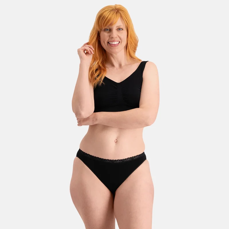 3er-Pack Bambus-Tai-Slips seamless mit Spitze in Schwarz