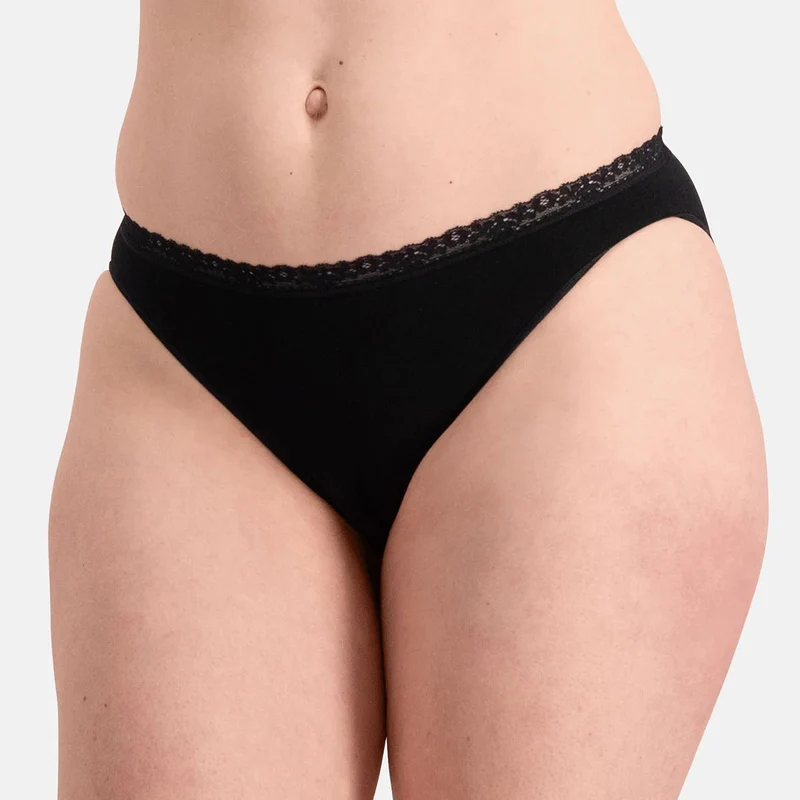 3er-Pack Bambus-Tai-Slips seamless mit Spitze in Schwarz