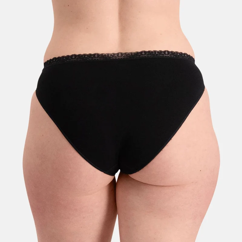 3er-Pack Bambus-Tai-Slips seamless mit Spitze in Schwarz