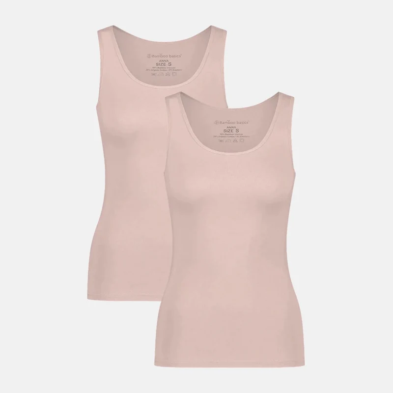 2er-Pack Rosa Bambus-Tanktop mit breiten Trägern