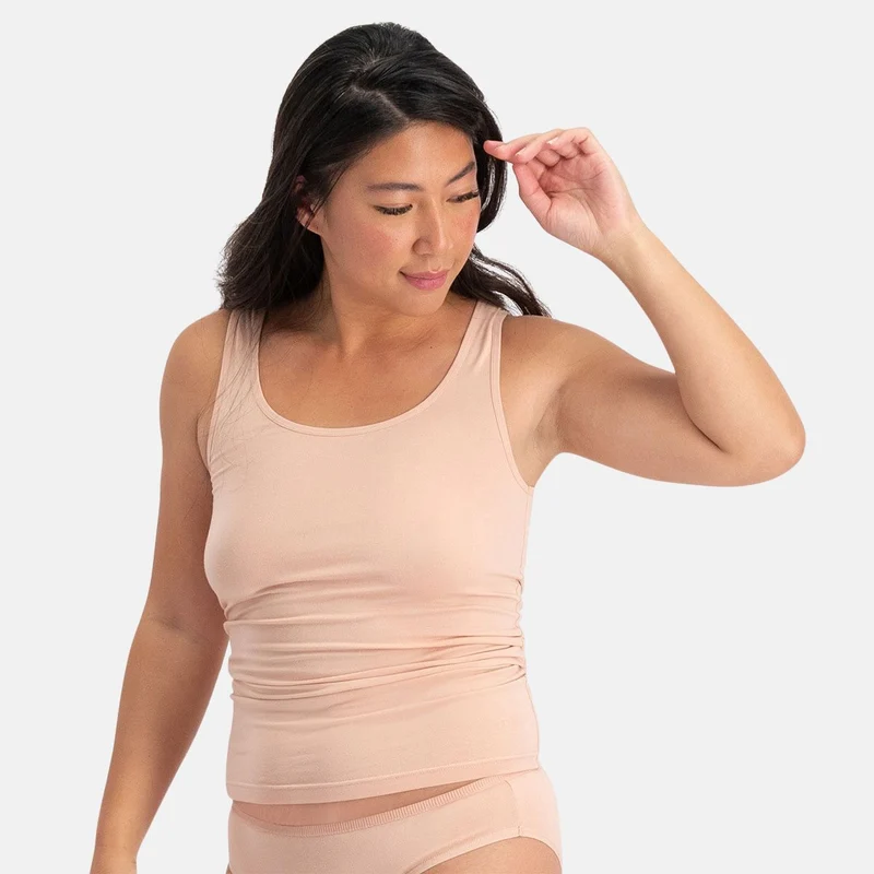 2er-Pack Rosa Bambus-Tanktop mit breiten Trägern