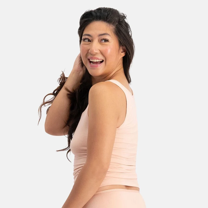 2er-Pack Rosa Bambus-Tanktop mit breiten Trägern