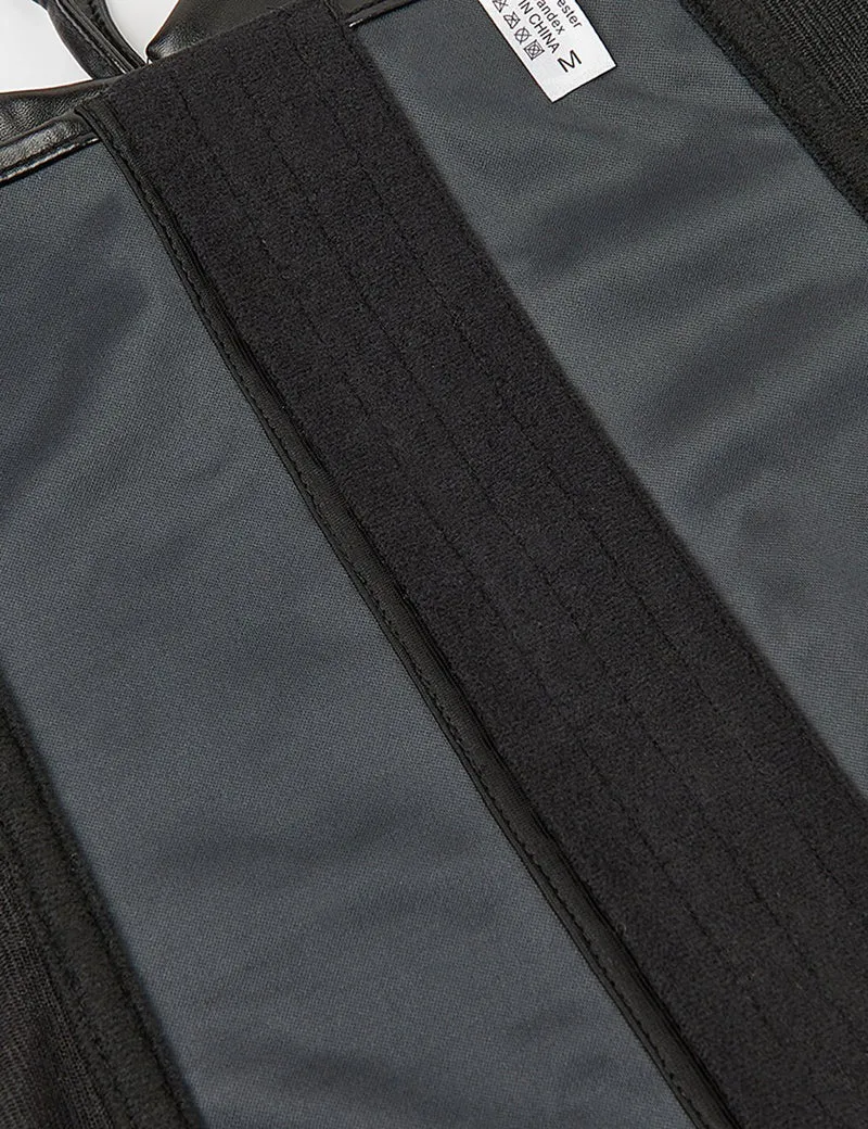 Schwarzes Korsett aus Spitze und Leder – 10 Kunststoffstäbe, formgebende Passform