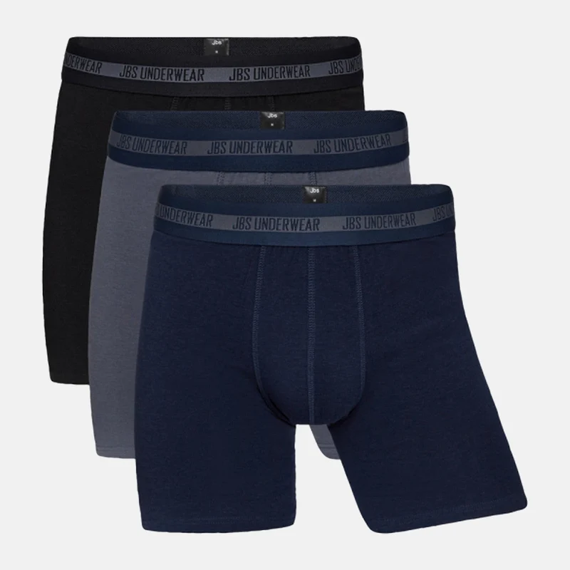 3er-Pack Lange Bambus-Unterhosen in Schwarz, Marineblau und Grau