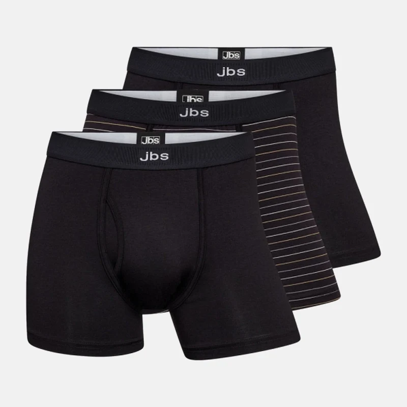 3er-Pack Schwarze Bambus-Unterhosen mit Eingriff