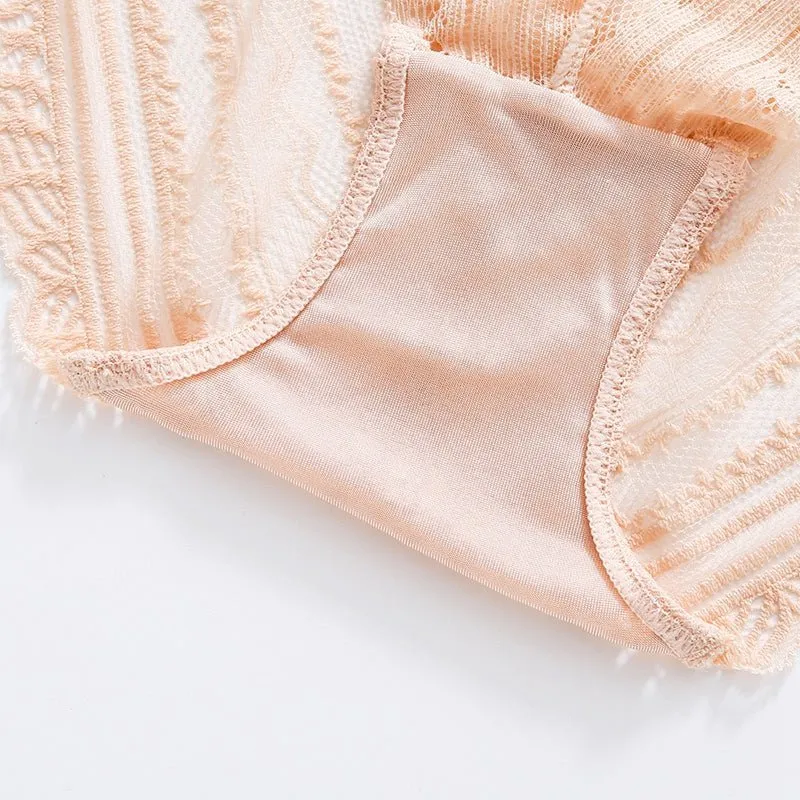 Rosa, tief sitzende, transparente, nahtlose Unterwäsche mit Cut-Outs