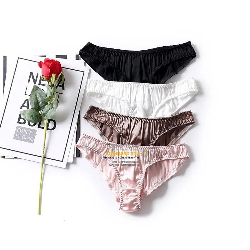 Weißer Seiden-Tanga mit niedrigem Bund, sexy Unterwäsche
