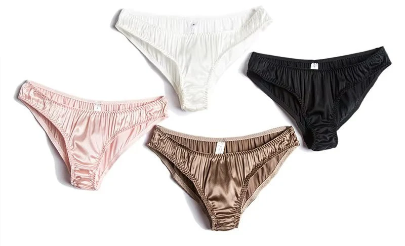 Brauner Seiden-Tanga mit niedrigem Bund, sexy Unterwäsche