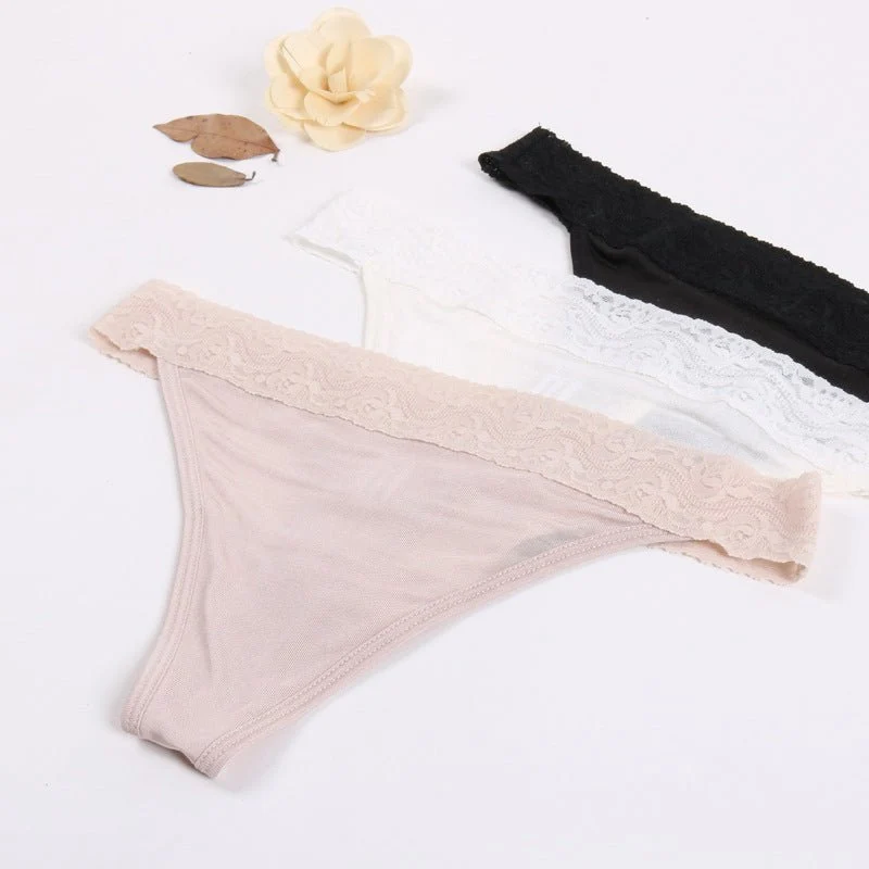Moderner, sexy Seiden-Tanga aus Elfenbein für ultraweichen Tragekomfort und nahtlose, elegante Passform