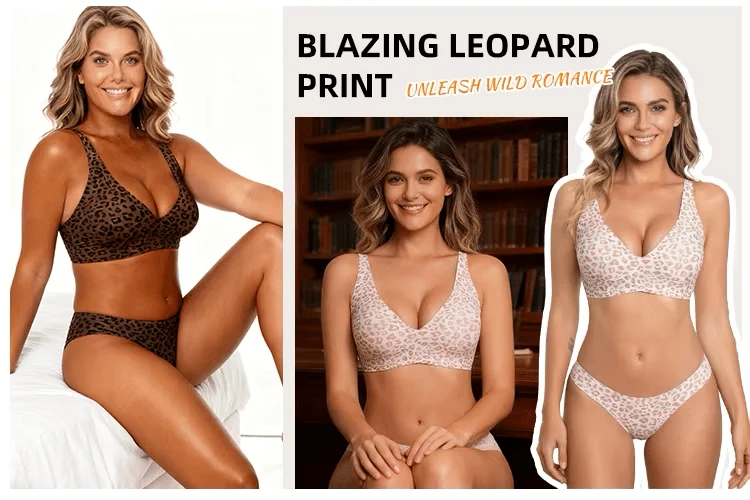 Leopardenrosa Jelly-BH, kabellos, bequem, Push-up-BH, nahtlos, tiefer V-Ausschnitt am Rücken, Alltags-BH