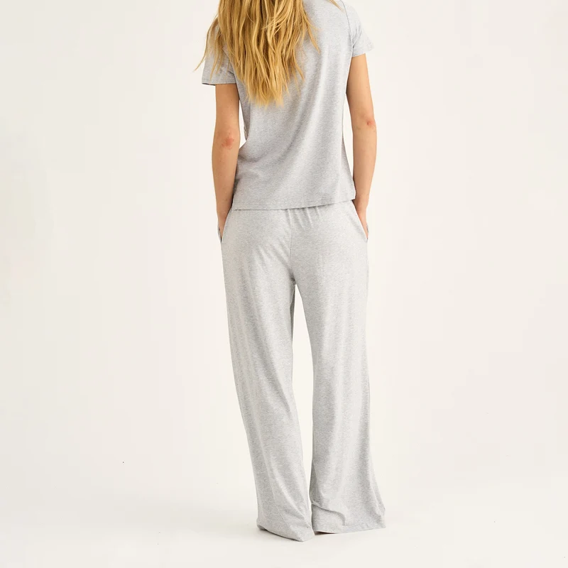 Hellgraue Hose mit geradem Bein aus Bambus