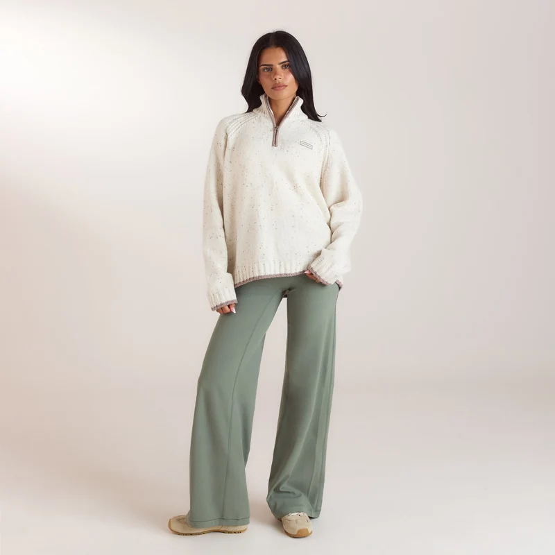 Knitted Wool Quarter-Zip Jumper - Cream