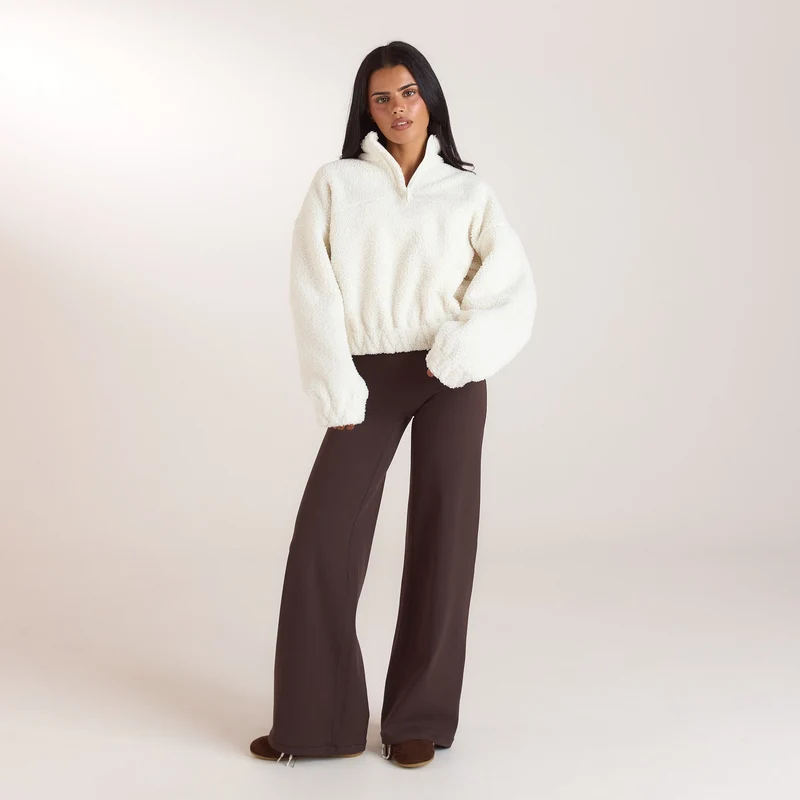 Funnel-Neck Borg Fleece - Cream