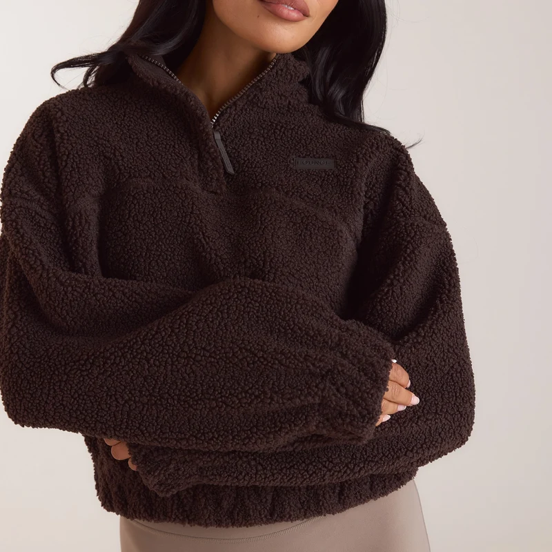 Funnel-Neck Borg Fleece - Dark Chocolate