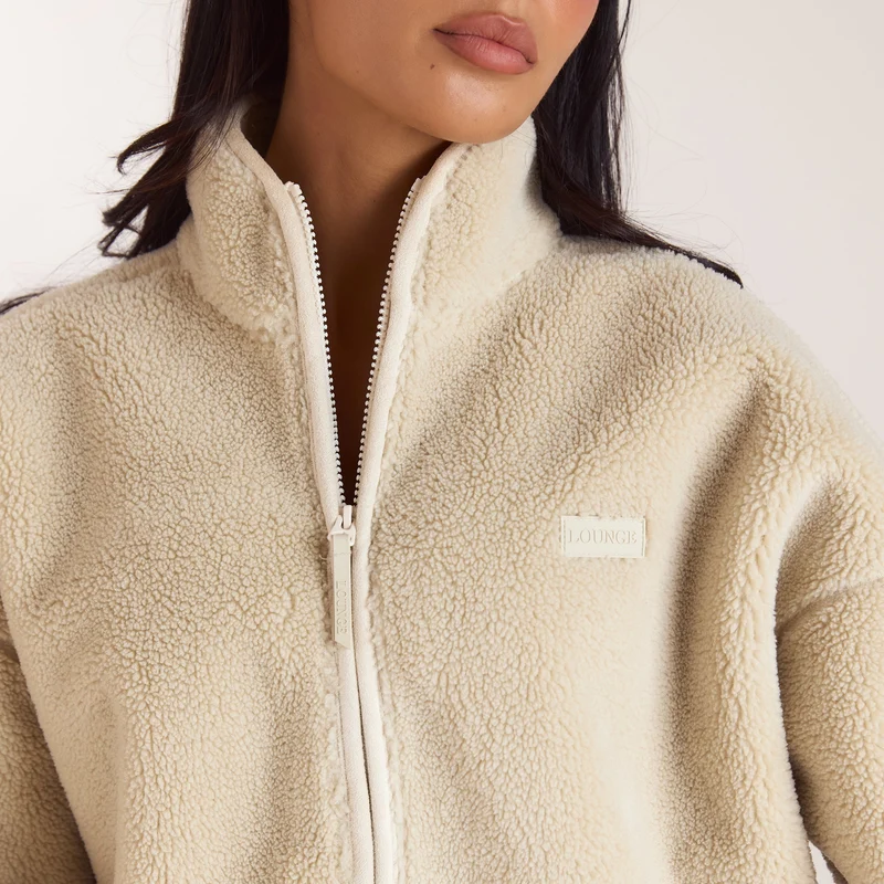 Zip-Up Borg Jacket - Cream