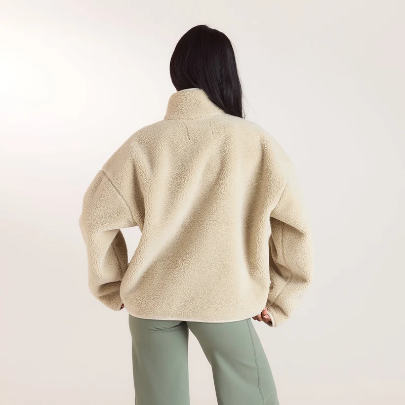 Zip-Up Borg Jacket - Cream