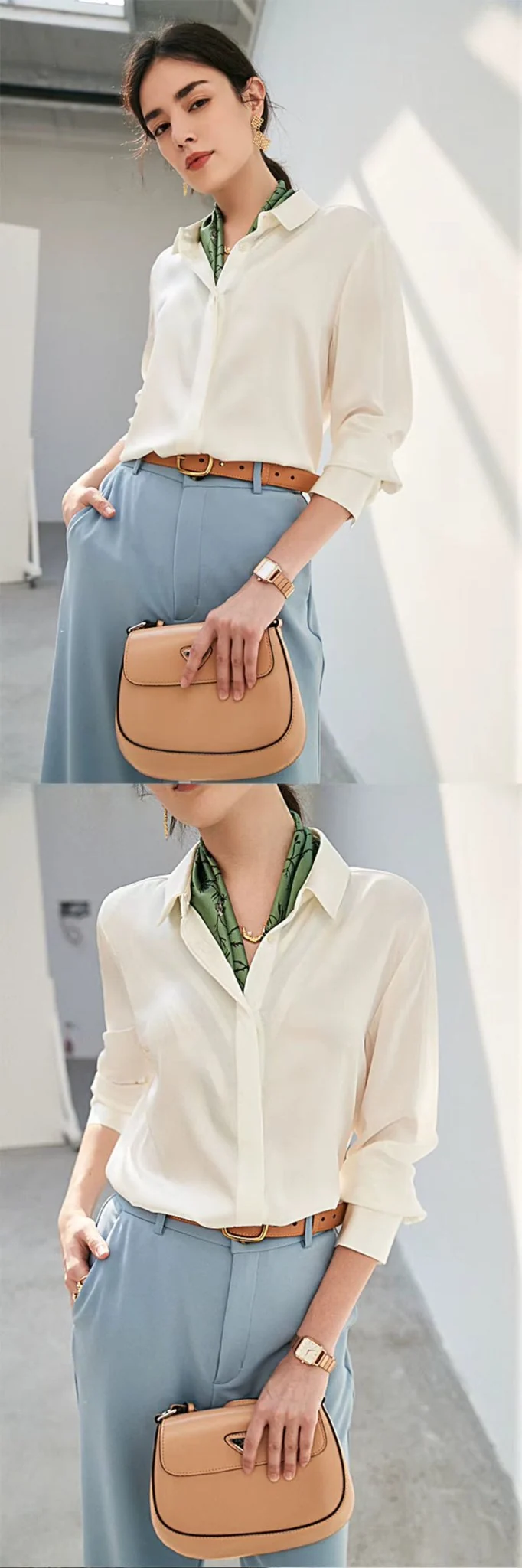 Rosa Seidenbluse für Damen, lässig