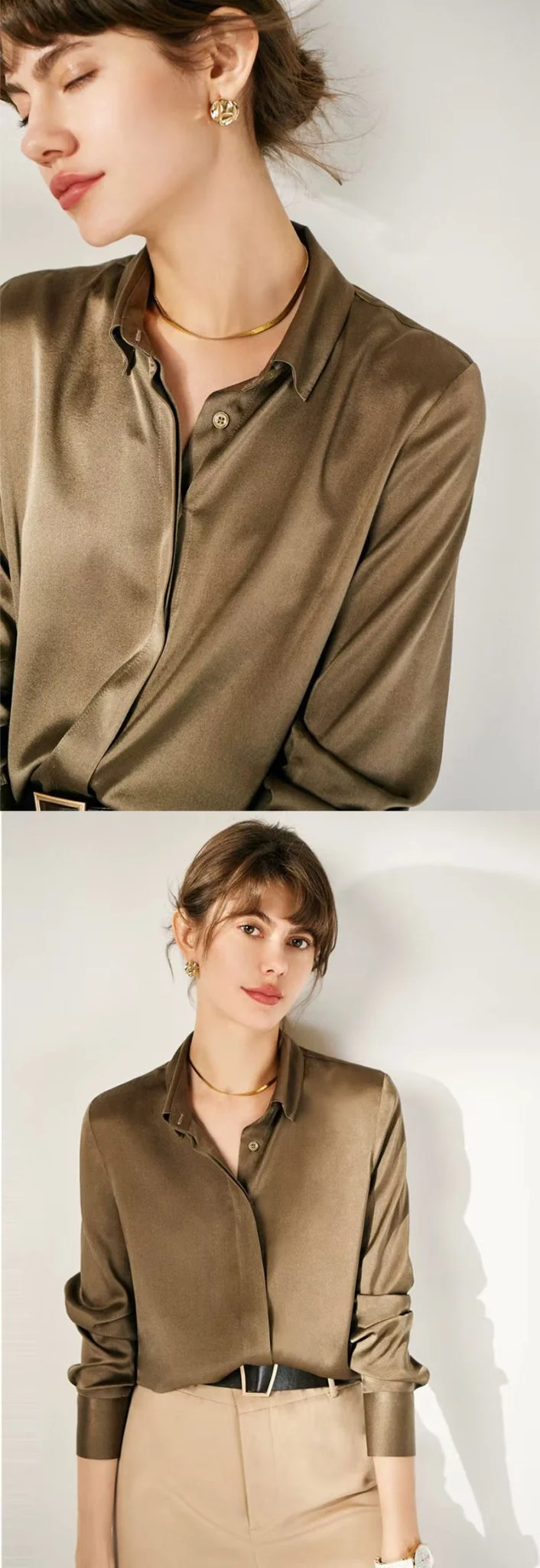 Rosa Seidenbluse für Damen, lässig