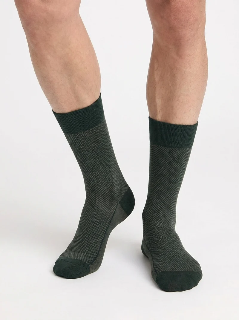Herren-Socken aus grüner Baumwolle im Schottenkaro-Muster von La Mode