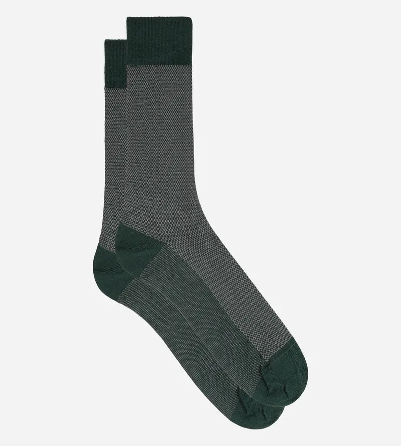 Herren-Socken aus grüner Baumwolle im Schottenkaro-Muster von La Mode