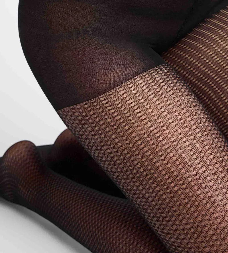 Schwarze Fantasie-Strumpfhose „Diamant“ Style
