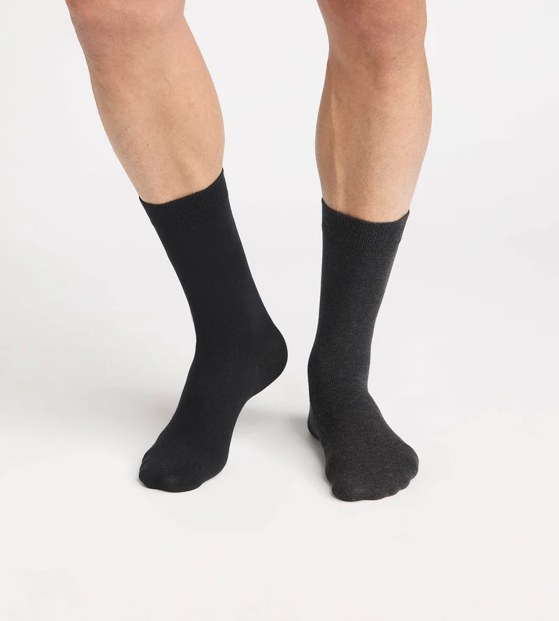 2er-Pack Thermo-Socken für Herren aus anthrazitgrauer Baumwolle