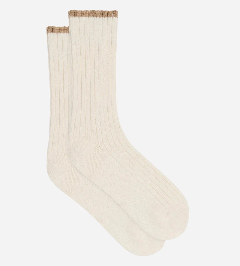 Warme Damensocken in Creme-Beige Bamboo