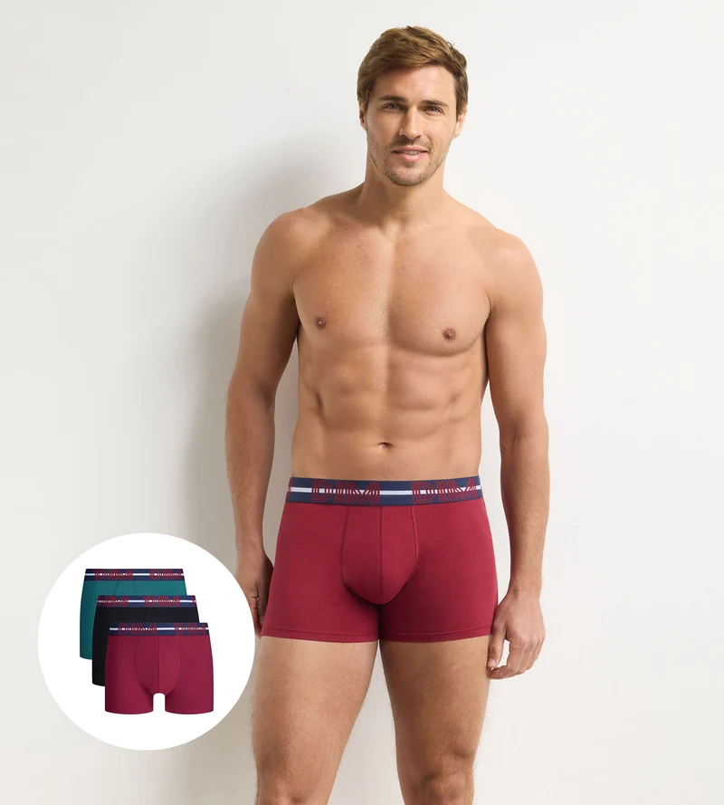 3er-Pack Boxershorts für Herren aus Samt, schwarz, flaschengrün Powerful