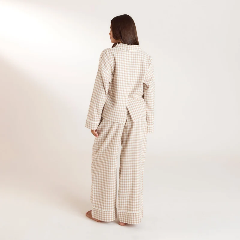 Gingham Pyjama Bottoms - Beige